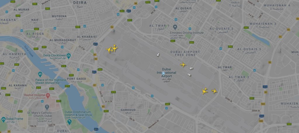 Flightradar24 - sky around Dubai