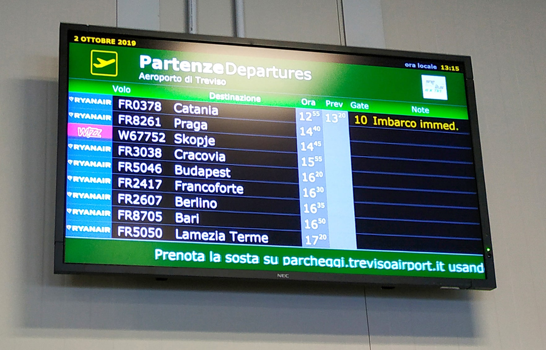 Departures from Treviso Airport