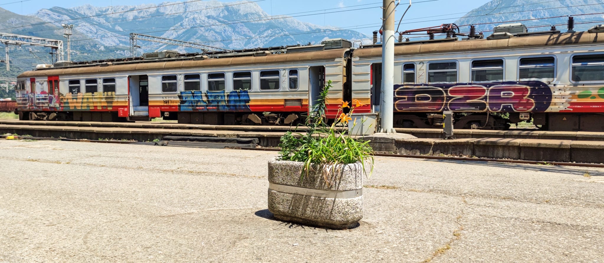 Train Bar-Podgorica at the Bar railway station in Montenegro