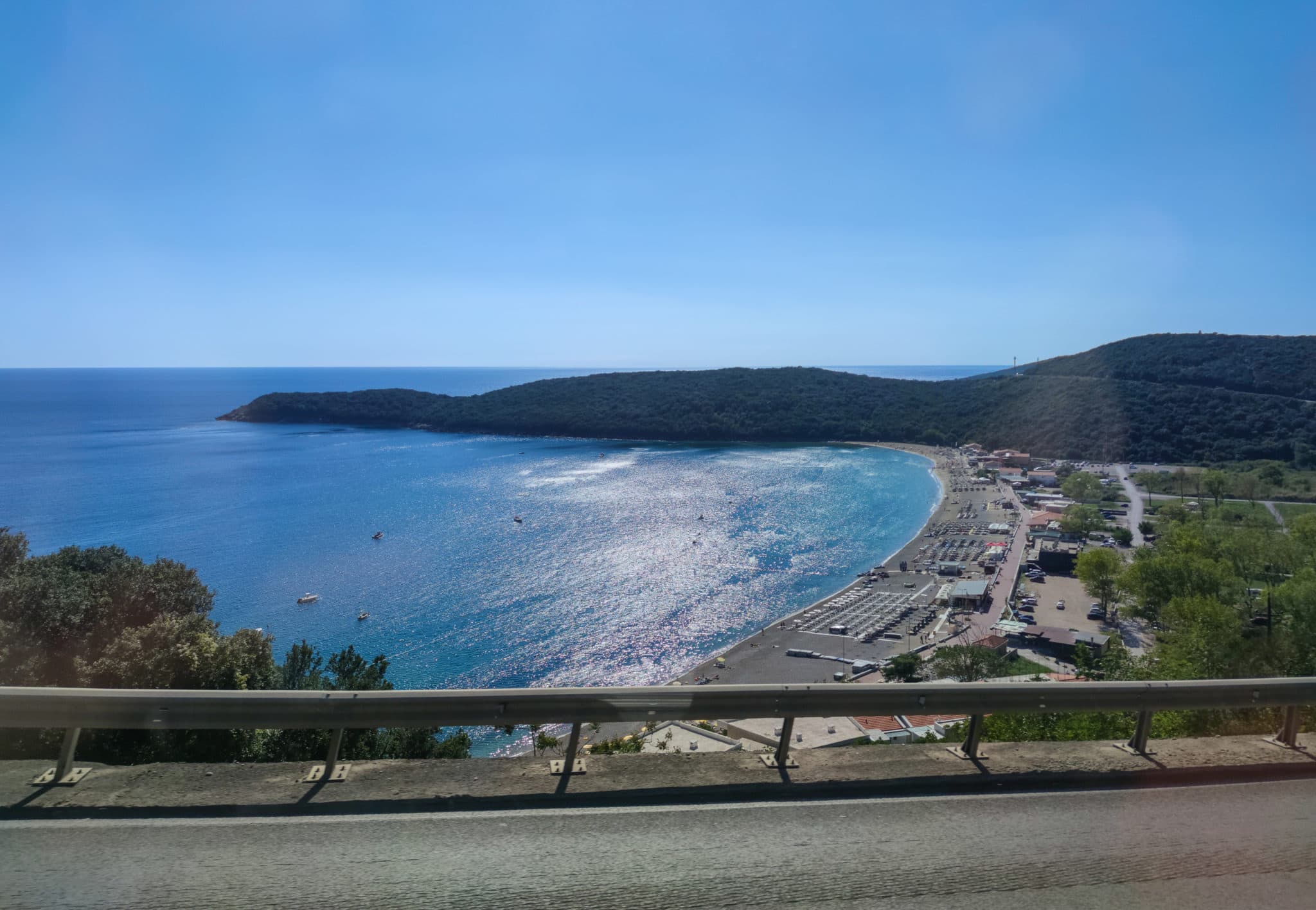 Sandy beach Jaz, 4 km from Budva in Montenegro. The Adriatic Sea.