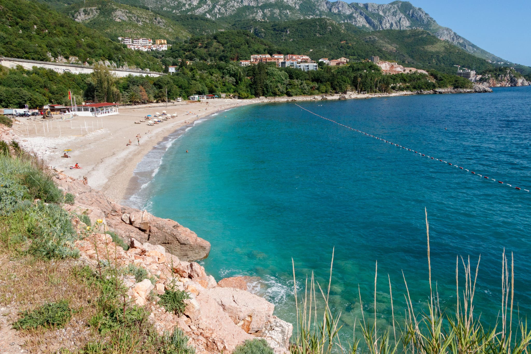 Kamenevo beach on the Budvanian Riviera in Montenegro. Adriatic Sea.