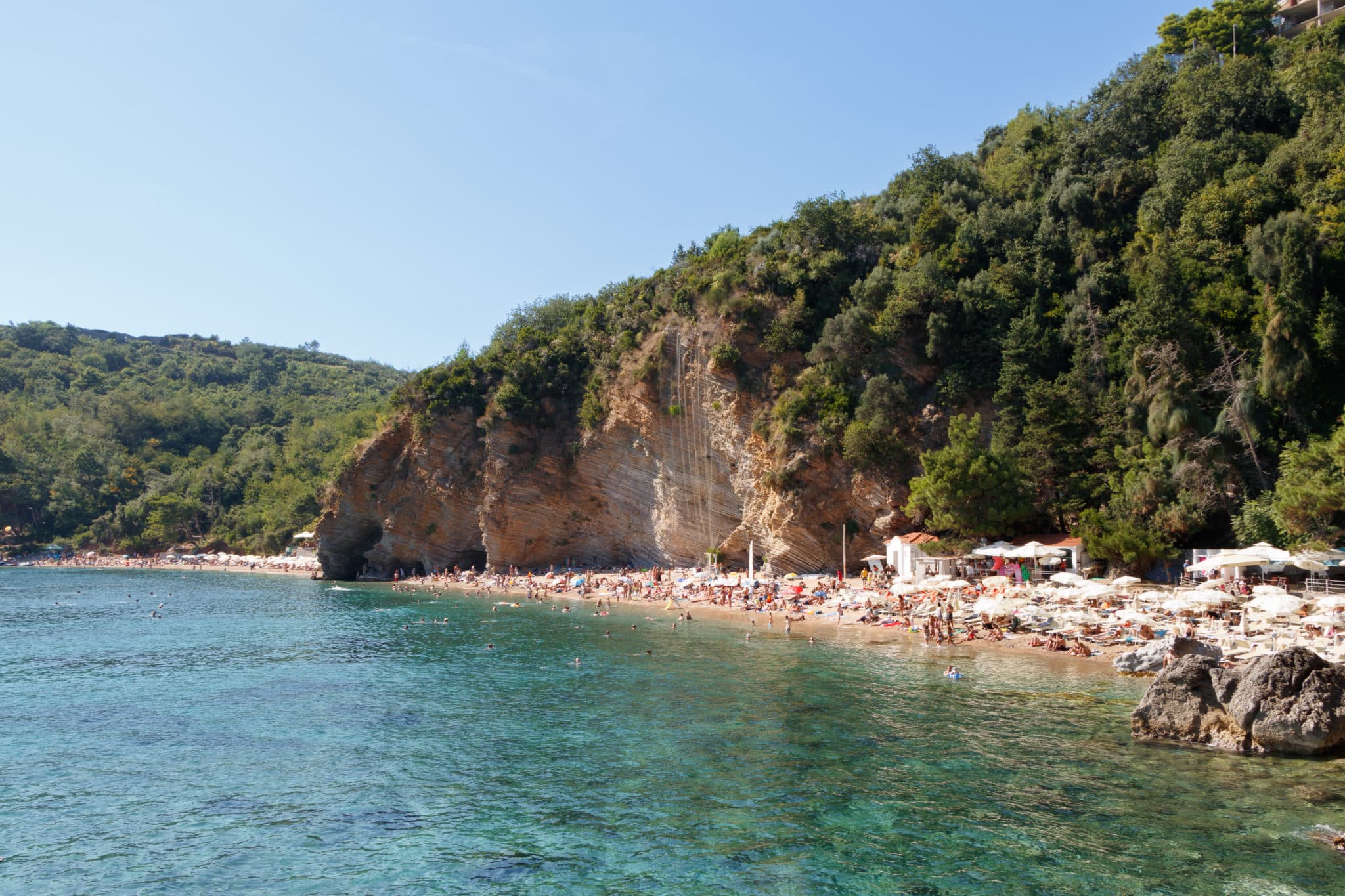 Mogren beach in Budva. Montenegro. The Adriatic Sea.