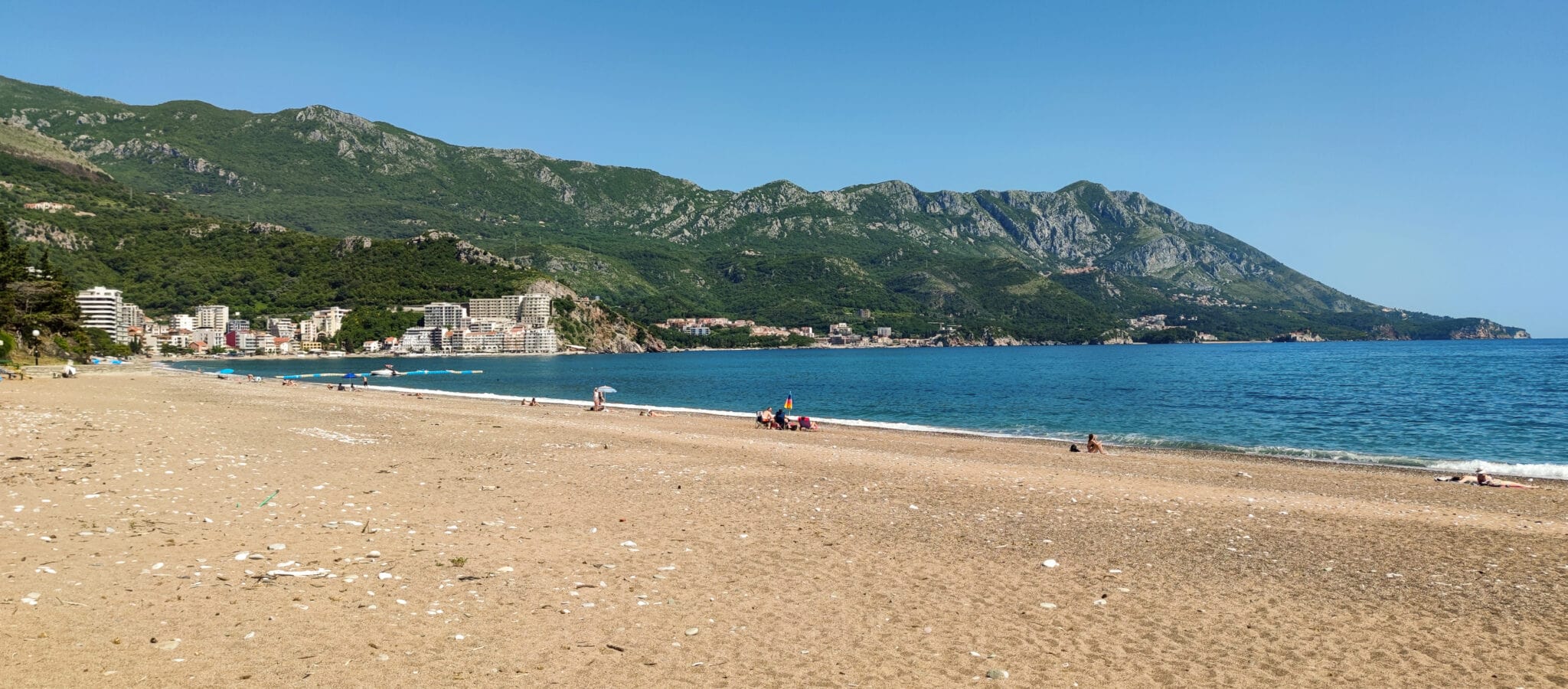 Becici beach on the Budvanian Riviera. Montenegro.