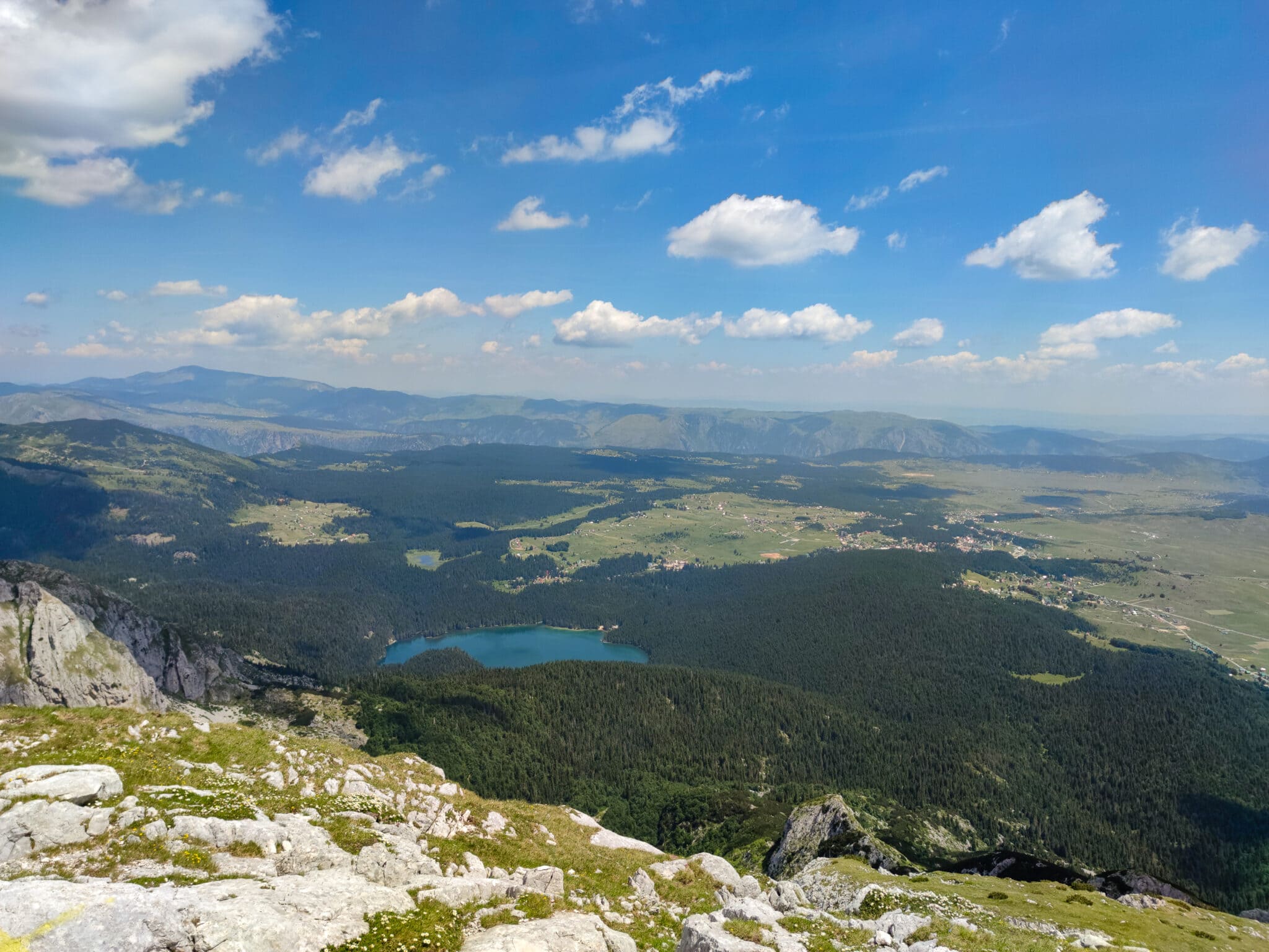 Black Lake in Durmitor National Park in Montenegro. Panorama from Mount Savin Kuk.