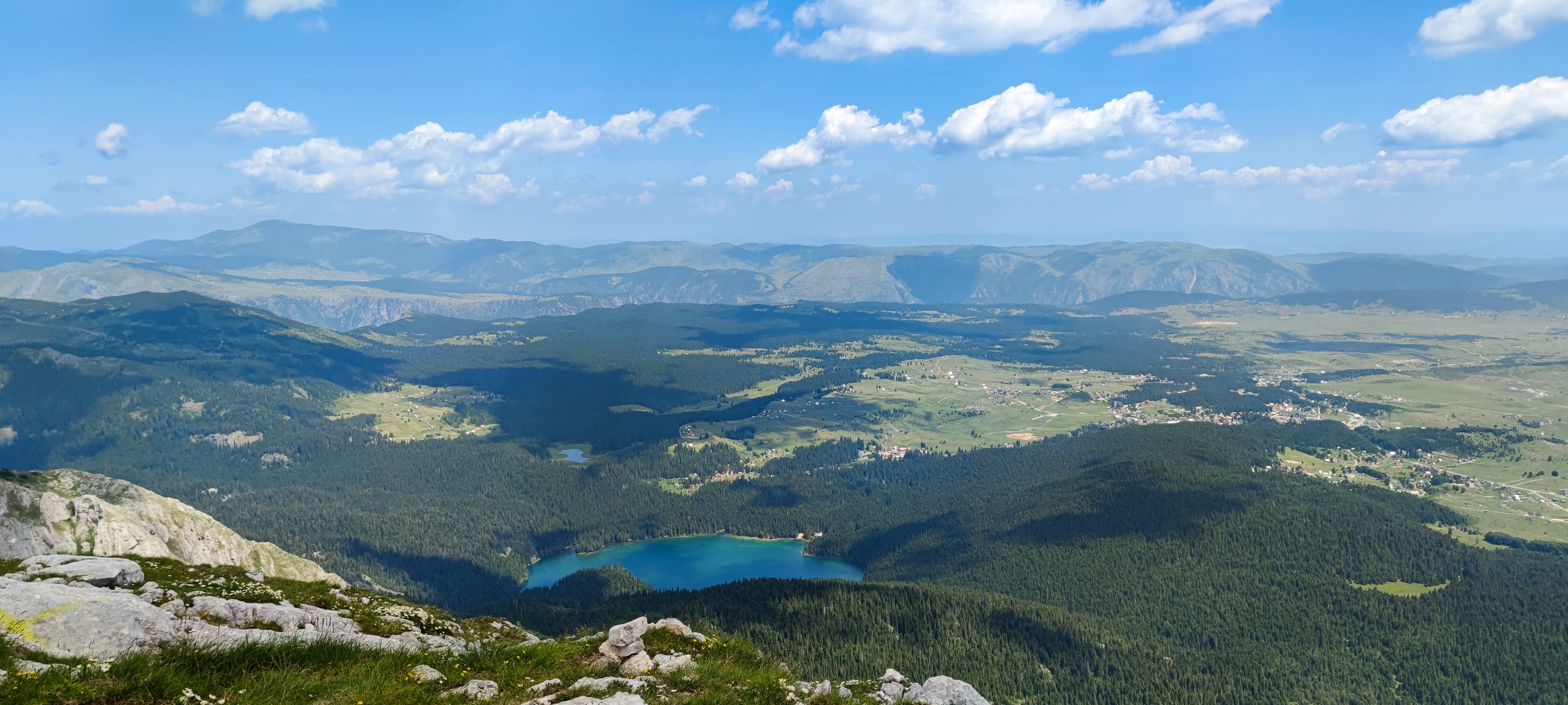 Black Lake in Durmitor National Park in Montenegro. Panorama from Mount Savin Kuk.