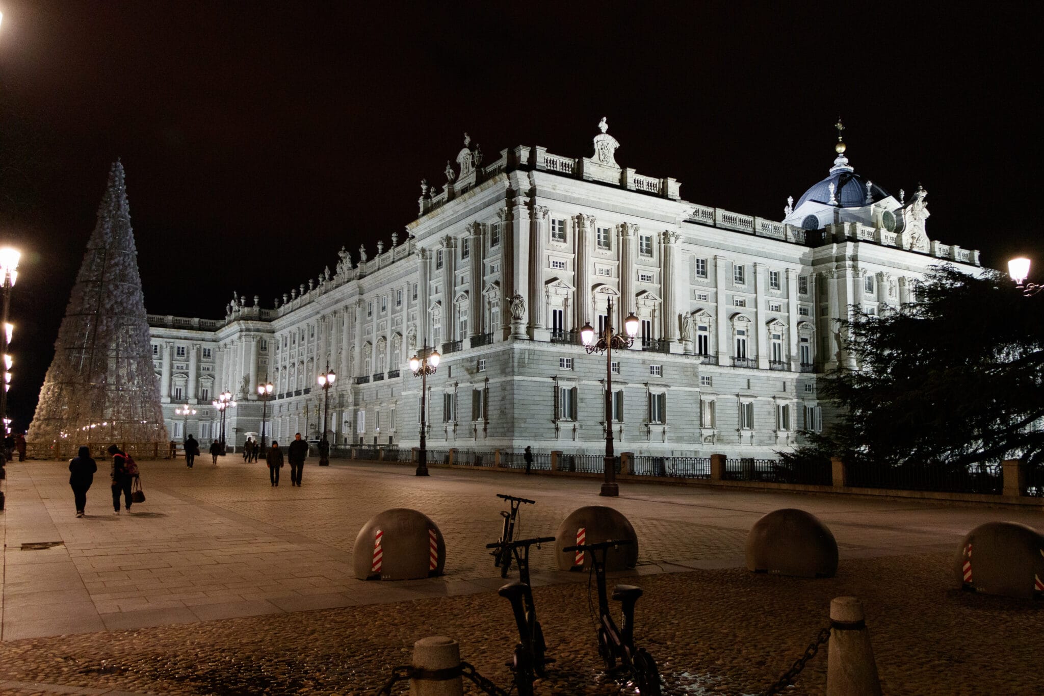 Royal Palace in Madrid on a winter evening. January 2020.