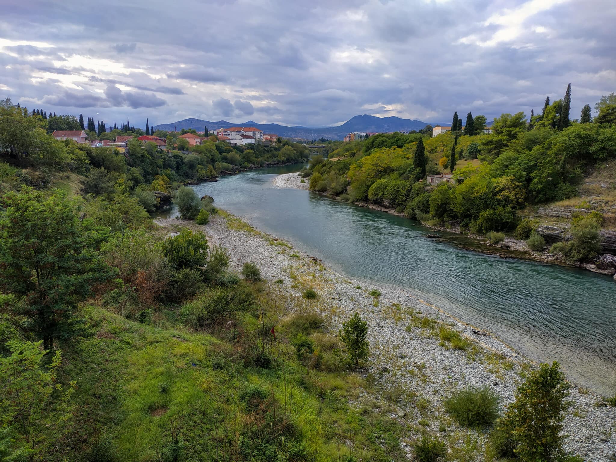 Moraca River in Podgorica - the capital of Montenegro