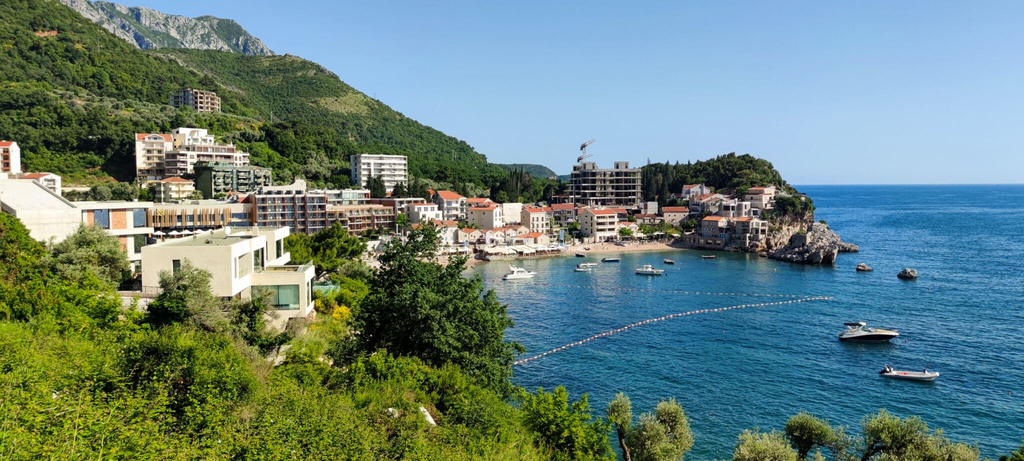 Panorama of Przno village. Budvanian Riviera, Montenegro.