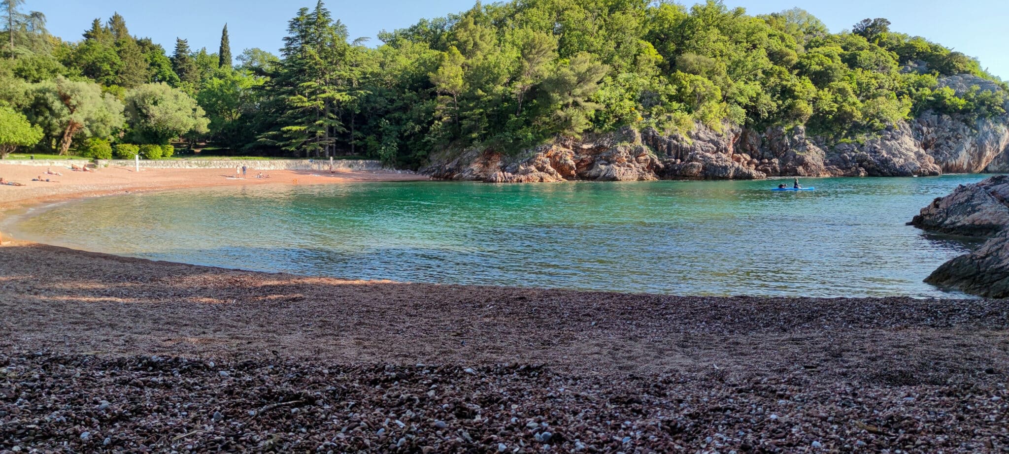 Queen's Beach (Kraljicina Plaza) in Milocer Park. Budva Riviera, Montenegro.