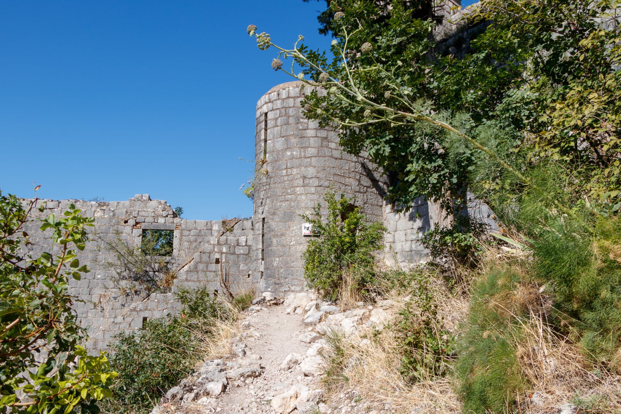 The point of "entrance" to the Kotor Fortress of St. John from the free "Austrian" trail. Montenegro.