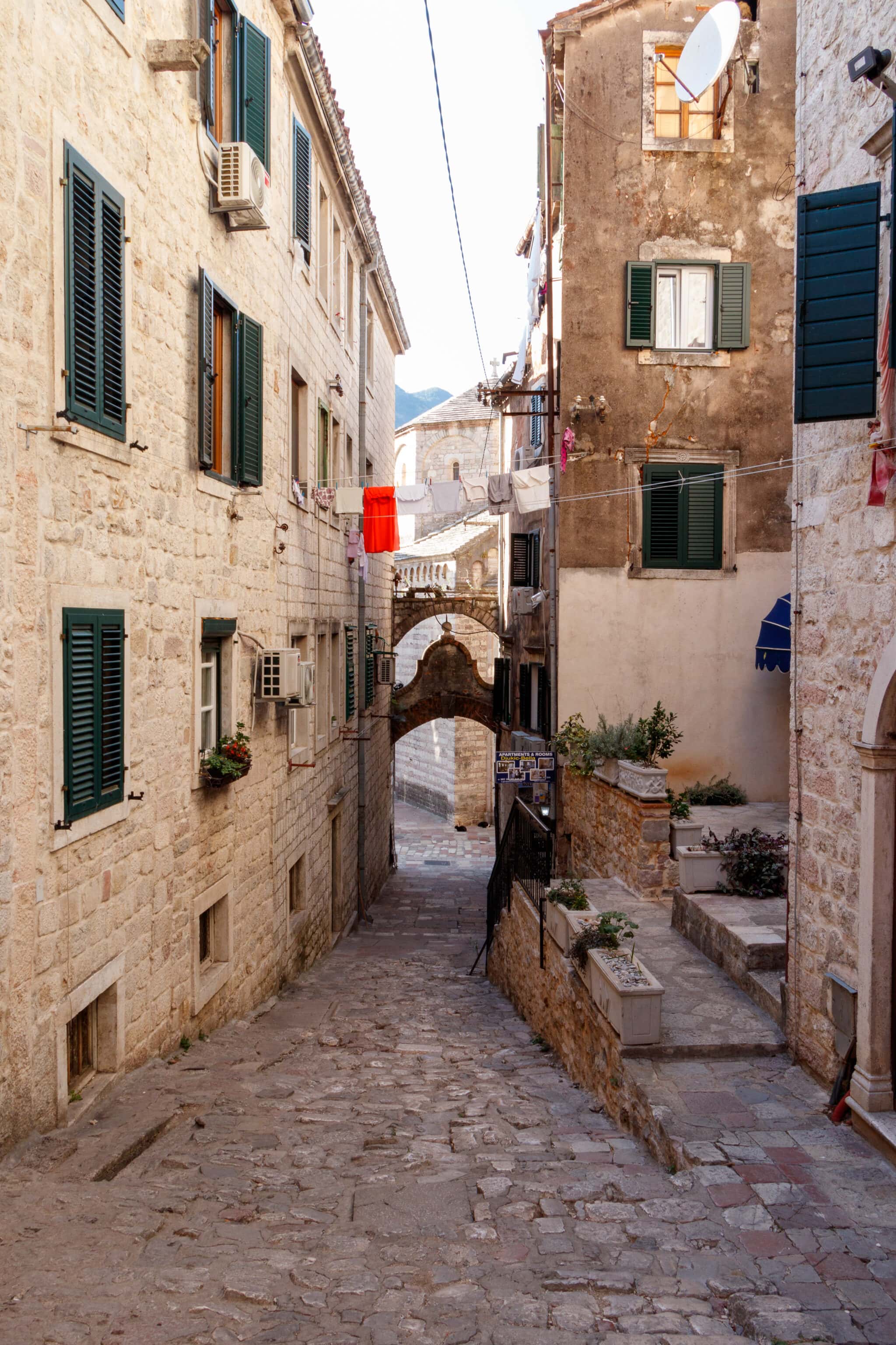 Street in the town of Kotor in Montenegro